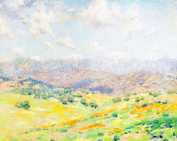 Fields Of Wildflowers With The San Gabriel Mountains Beyond by Granville Redmond