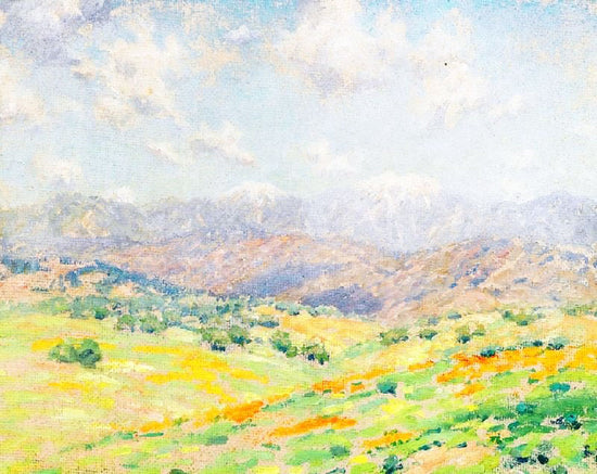 Fields Of Wildflowers With The San Gabriel Mountains Beyond by Granville Redmond
