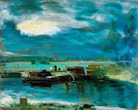 Barges On The Stour With Dedham Church In The Distance by John Constable