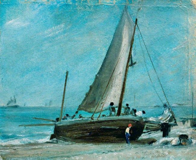 Brighton Beach With Fishing Boat And Crew by John Constable