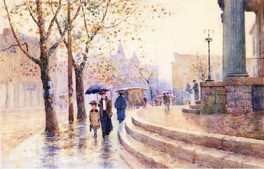 Walking In The Rain by Paul Sawyier