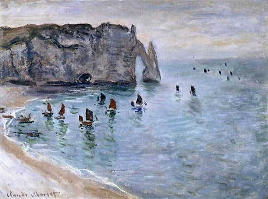 Etretat, La Porte D’Aval: Fishing Boats Leaving The Harbour by Claude Oscar Monet