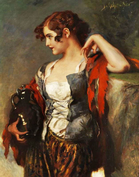 Young Girl With Pitcher by Leopold Schmutzler