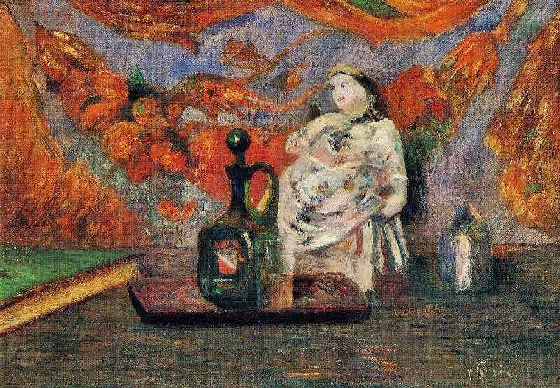 Still Life With Carafe And Ceramic Figure by Paul Gauguin