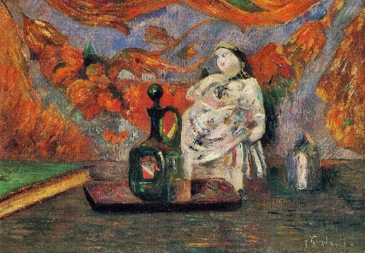 Still Life With Carafe And Ceramic Figure by Paul Gauguin