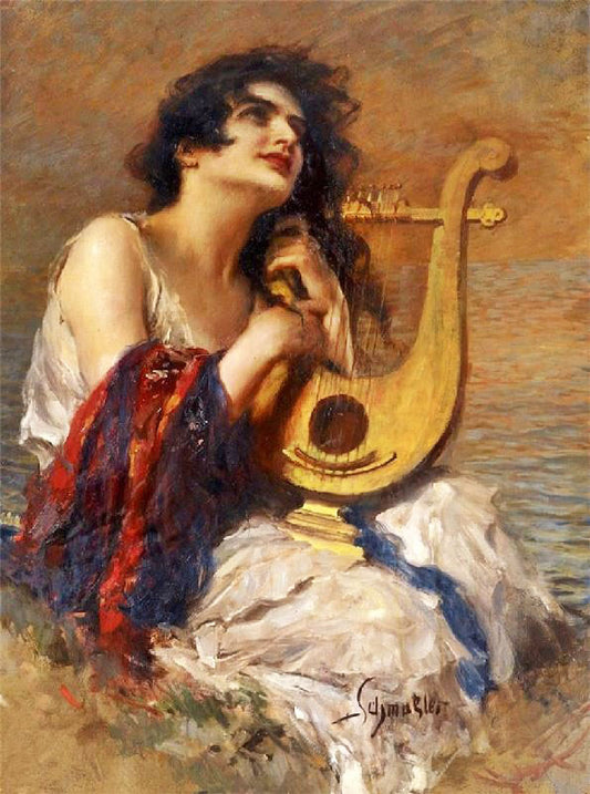 Girl With Lyre by Leopold Schmutzler