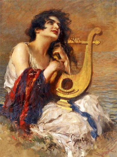 Girl With Lyre by Leopold Schmutzler