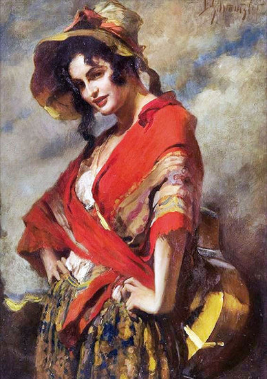 Girl With Guitar by Leopold Schmutzler