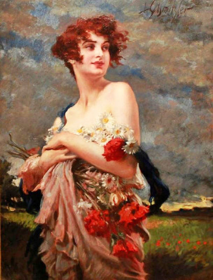 Woman With Flowers by Leopold Schmutzler