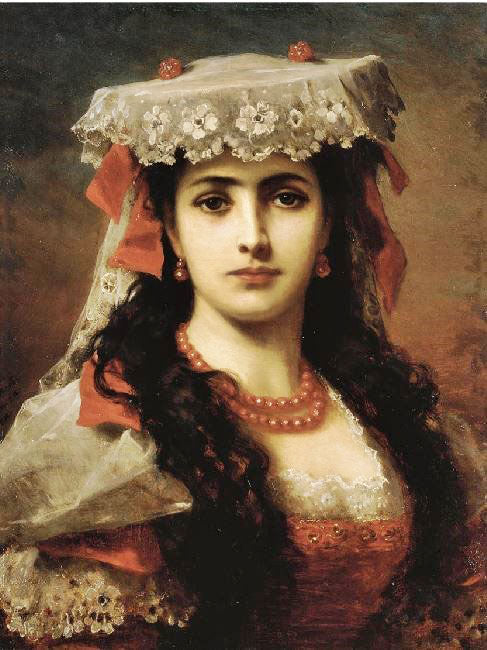 Portrait Of A Young Spanish Woman by Anton Ebert