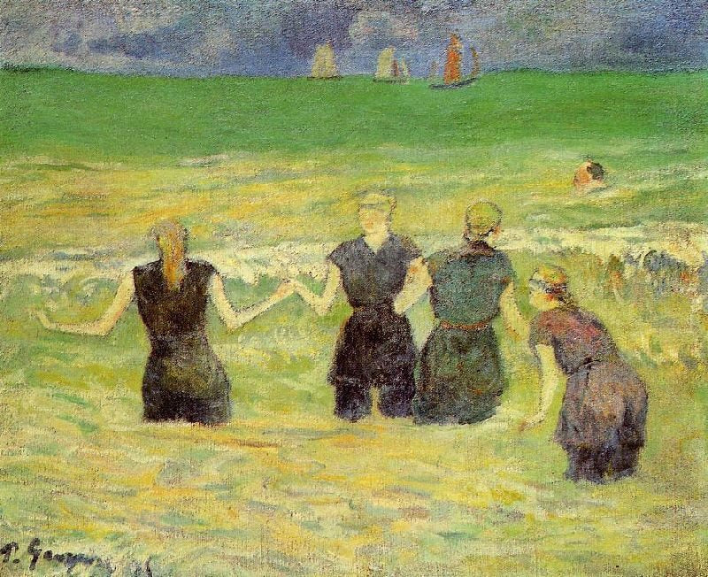 Women Bathing, Dieppe by Paul Gauguin