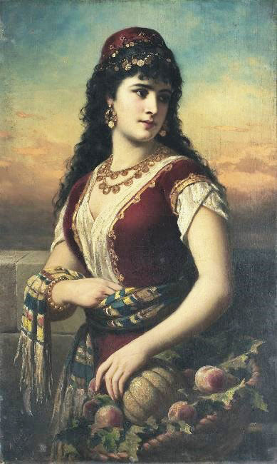 An Oriental Beauty With Fruit by Anton Ebert