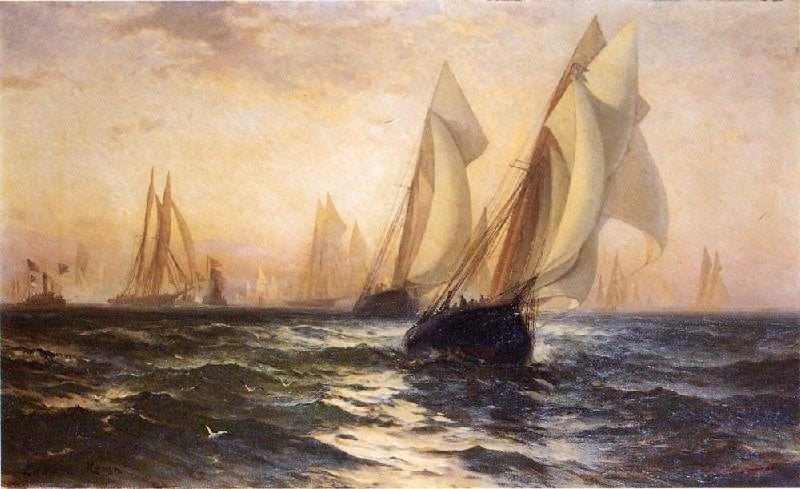 Ships In Harbor by Edward Moran