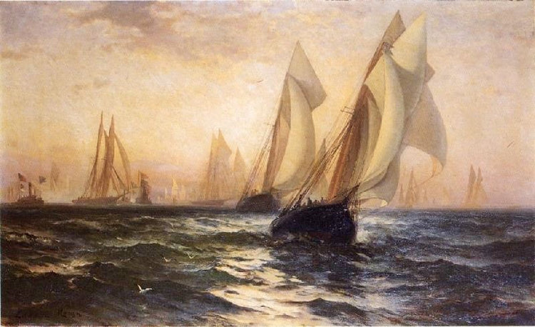 Ships In Harbor by Edward Moran