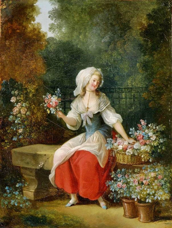 Flower-Woman In Red Apron by Jean-Frédéric Schall