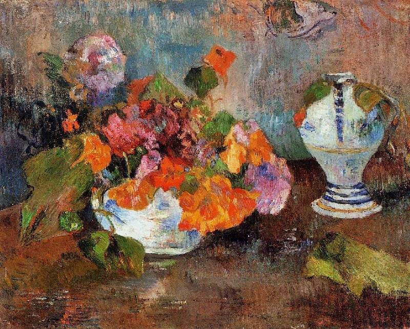 Vase Of Nasturtiums by Paul Gauguin