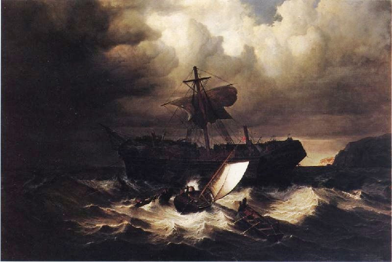 Wreck Of An Immigrant Ship Off The Cost Of New England by William Bradford