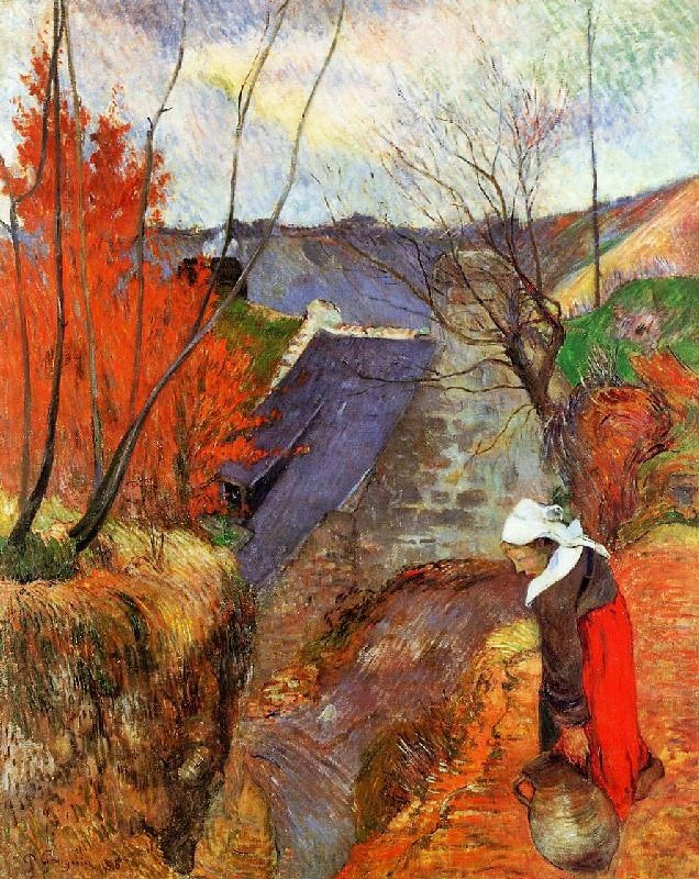 Breton Woman With Pitcher by Paul Gauguin
