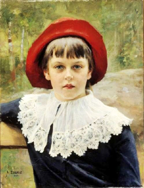 Portrait Of The Artist’S Sister Berta Edelfelt by Albert Edelfelt