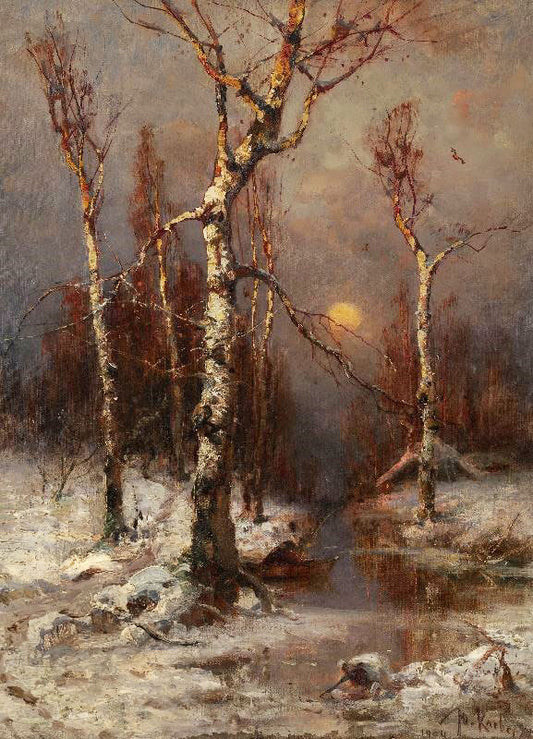 Sunset In A Winter Forest by Julius Klever