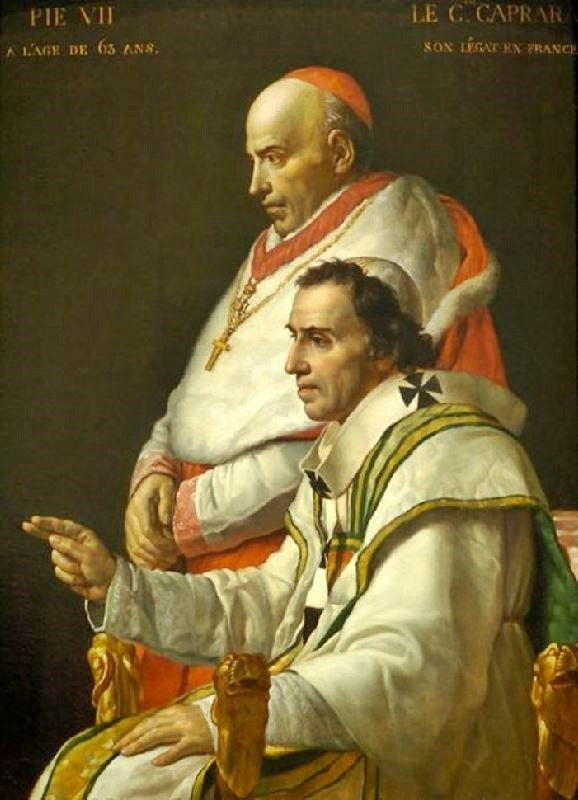 Portrait Of Pope Pius Vii And Cardinal Caprara by Jacques-Louis David
