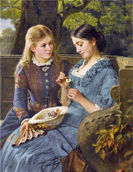 Park Scene With Amorous Young Women by Berthold Woltze
