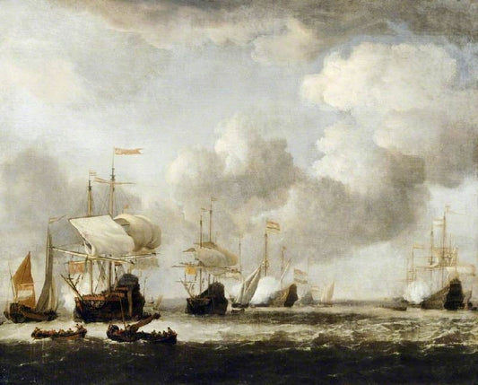 A Dutch Fleet Coming To Anchor In A Breeze by Willem van de Velde
