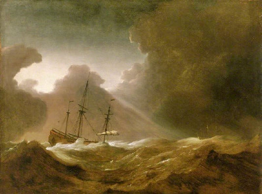 A Dutch Ship Scudding Before A Storm by Willem van de Velde