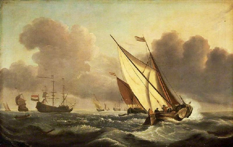 A Kaag Going To Windward In A Fresh Breeze by Willem van de Velde