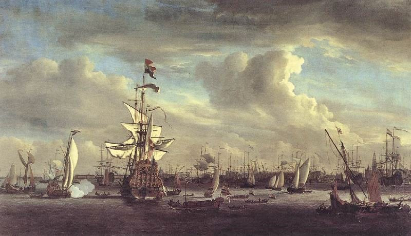 The ’Gouden Leeuw’ On The Ij By Amsterdam by Willem van de Velde