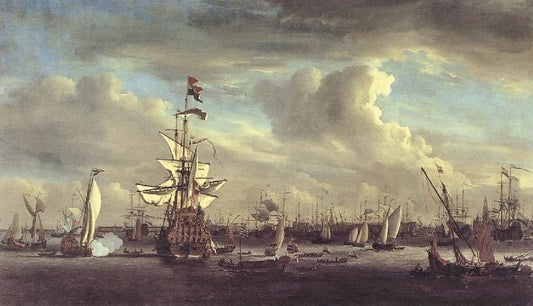 The ’Gouden Leeuw’ On The Ij By Amsterdam by Willem van de Velde