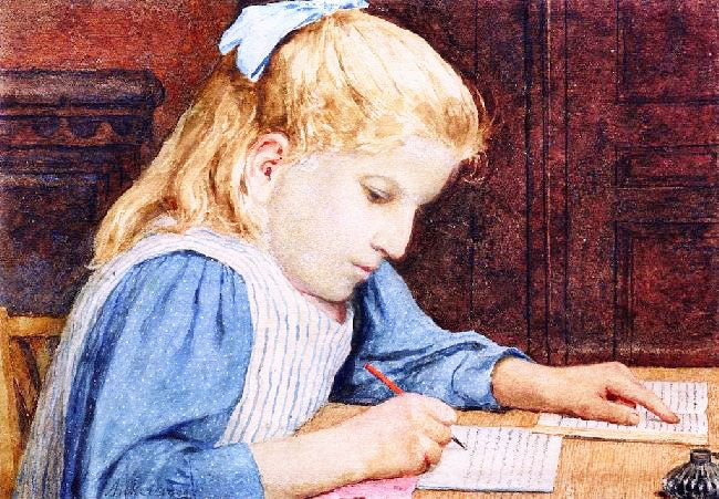 Girl With Homework by Albert Anker