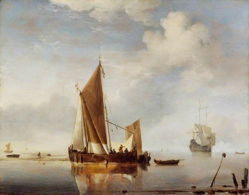 CALM: FISHING BOAT AT ANCHOR