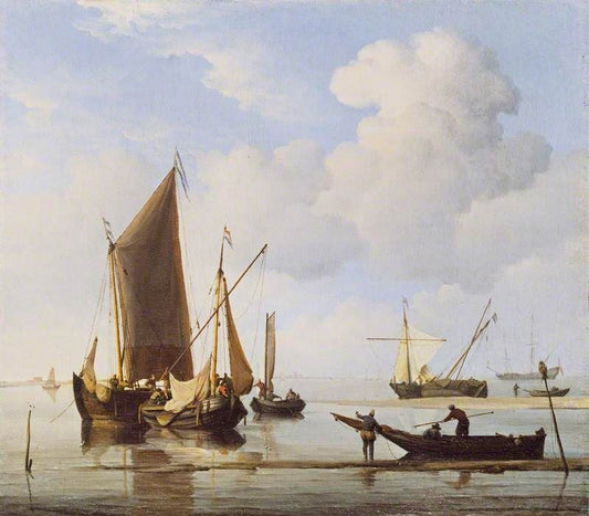 Calm: Fishing Boats At Low Water by Willem van de Velde