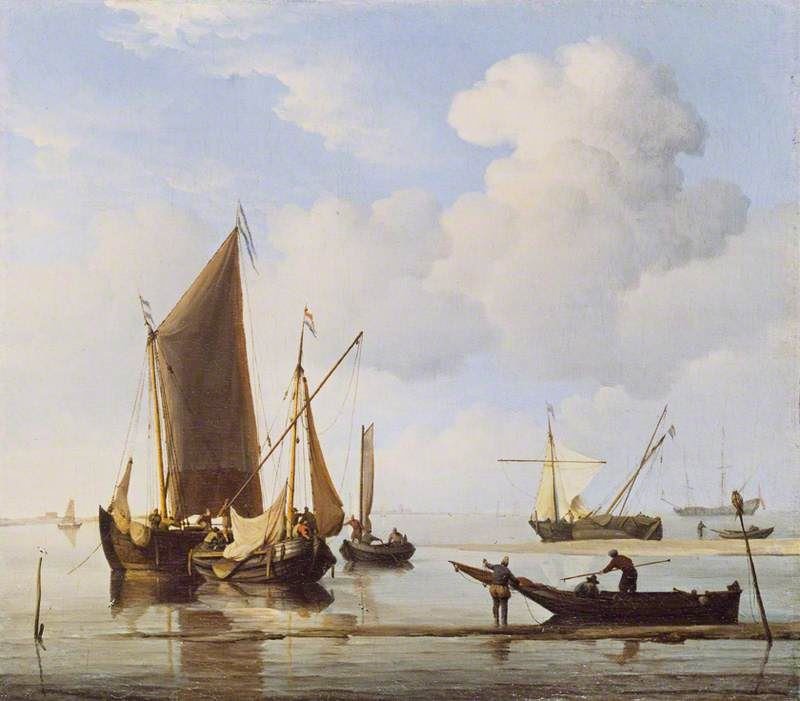 CALM: FISHING BOATS UNDER SAIL