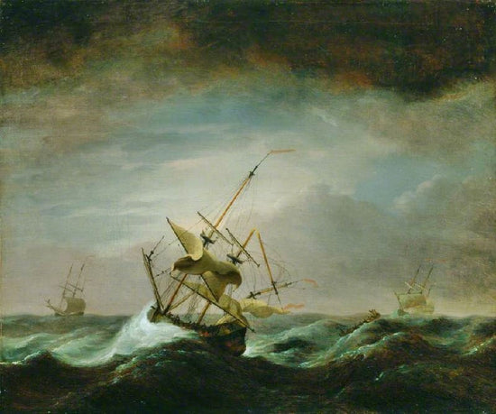 Dismasted Ship In Rough Sea by Willem van de Velde