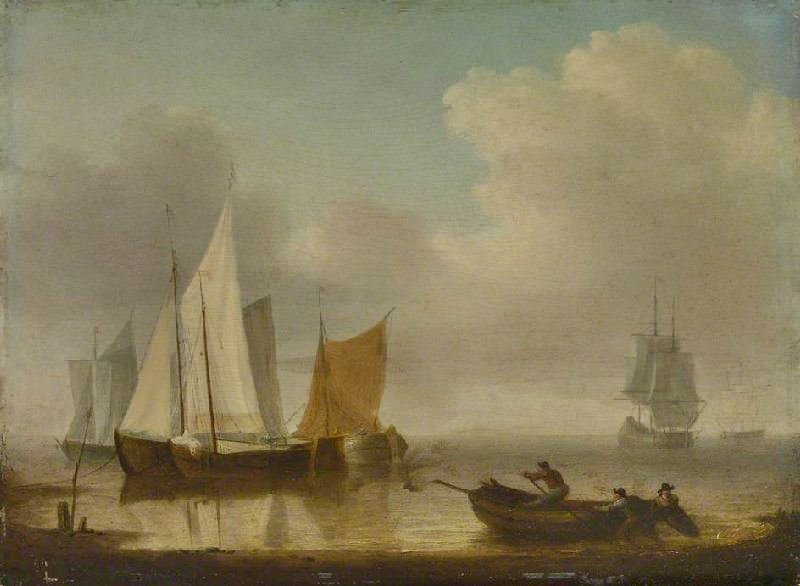 DUTCH VESSELS BECALMED NEAR THE SHORE