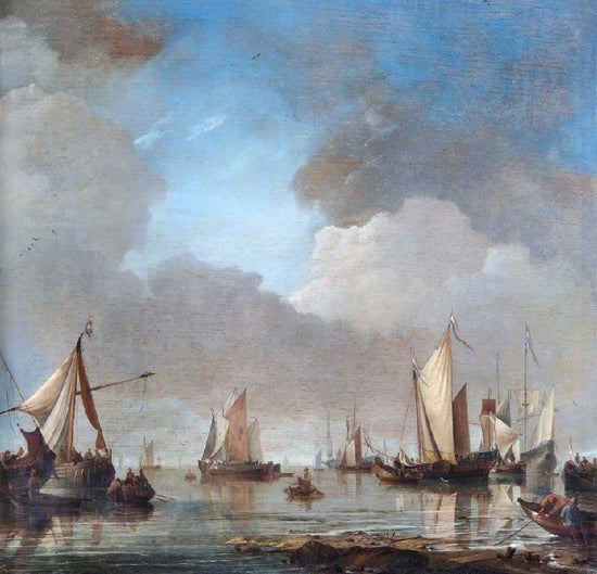 Large Ships And Boats In A Calm by Willem van de Velde