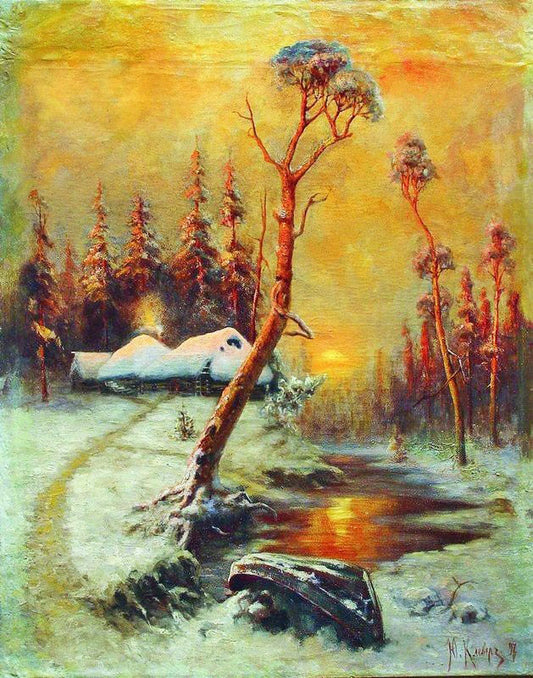 Winter Landscape With Pine Trees by Julius Klever