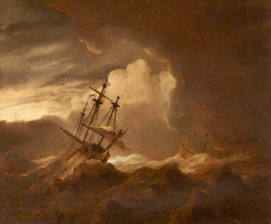 Ships In A Storm by Willem van de Velde