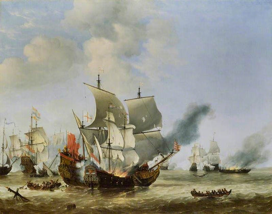 The Burning Of The ’Andrew’ At The Battle Of Scheveningen by Willem van de Velde