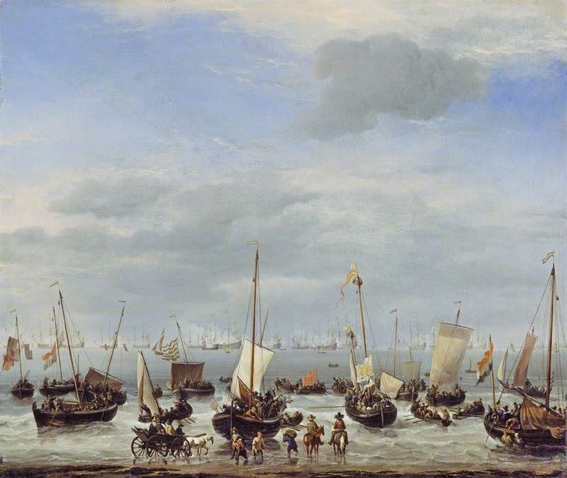 The Embarkation Of Charles Ii At Scheveningen by Willem van de Velde