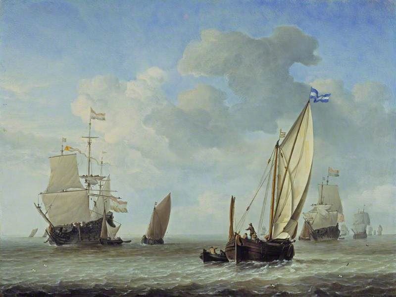 Vessels In A Breeze by Willem van de Velde