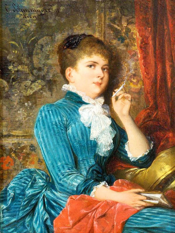 Lady With A Cigarette by Karl Schweninger Sr.