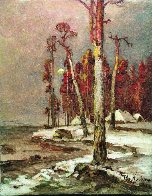 Pine Trees At Sunset by Julius Klever