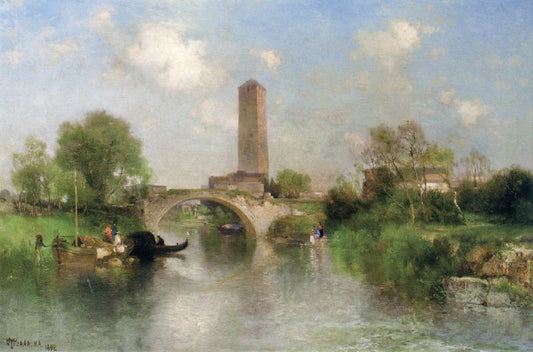 Bridge And Tower At Torcello by Thomas Moran