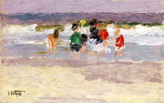 Beach Scene With Lavender Sky by Edward Potthast