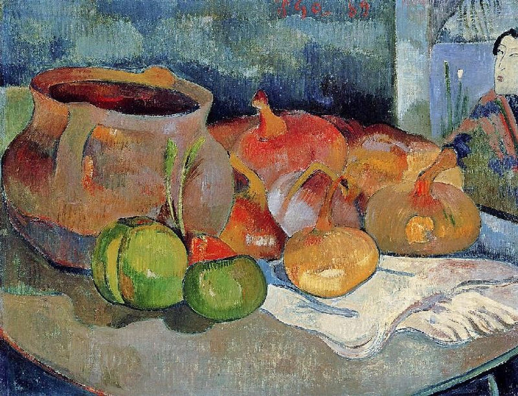 Still Life With Onions, Beetroot And A Japanese Print by Paul Gauguin