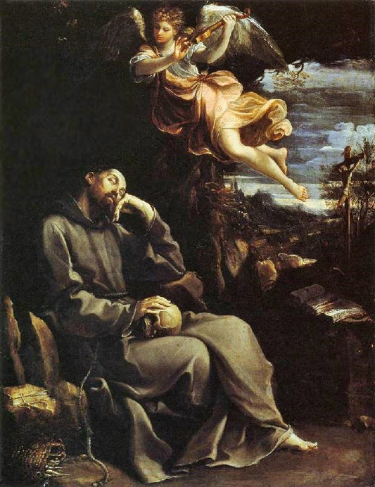 St. Francis Consoled By Angelic Music by Guido Reni