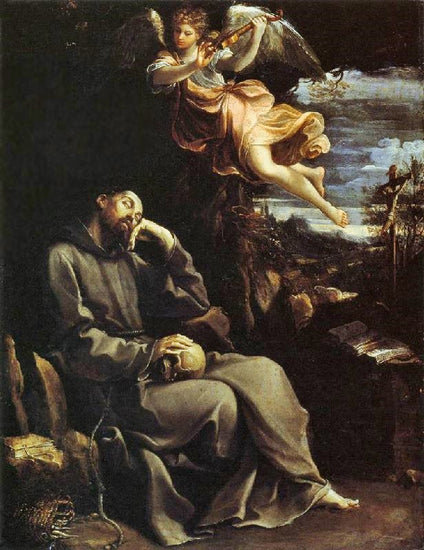 St. Francis Consoled By Angelic Music by Guido Reni